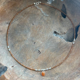 Silver- Carnelian Beaded Sterling Silver Necklace