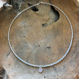 Silver- Rose Quartz Beaded Sterling Silver Necklace with Rose Quartz Pendant