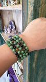 Siberian Emerald (Diopside), Matte Tiger's Eye & Black Tourmaline Adjustable Mala with Pyrite Guru Bead