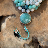 Howlite, Amazonite and Apatite Mala with Amazonite Guru Bead