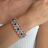 Silver - Emerald and Coral Bracelet