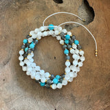 Labradorite,Selenite and Turquoise Adjustable Mala