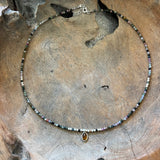 Silver- Watermelon Tourmaline Beaded Sterling Silver Necklace with Garnet Pendant