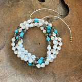 Labradorite,Selenite and Turquoise Adjustable Mala