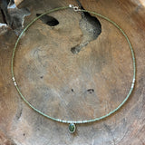 Silver- Peridot Beaded Sterling Silver Necklace with Peridot Pendant