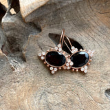 Gold - 14k Solid Rose Gold Garnet Earrings