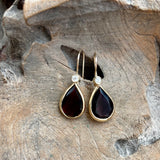 Gold - 14k Solid Gold Garnet Earrings