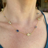 Silver- Blue Kynite and Yellow Topaz Sterling Silver Necklace