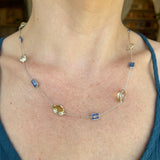 Silver- Blue Kynite and Yellow Topaz Sterling Silver Necklace