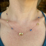 Silver- Blue Kynite and Yellow Topaz Sterling Silver Necklace