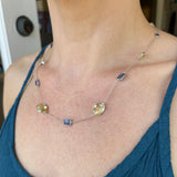 Silver- Blue Kynite and Yellow Topaz Sterling Silver Necklace