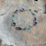 Silver- Amethyst and Emerald Sterling Silver Necklace
