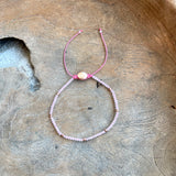 Silver - Rose Quartz Adjustable Beaded Bracelet