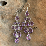 Silver - Chandelier Amethyst Earrings