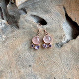 Silver -Amethyst and Rose Quartz Earrings