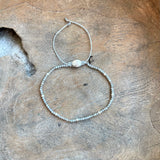 Silver - Labradorite Adjustable Beaded Bracelet