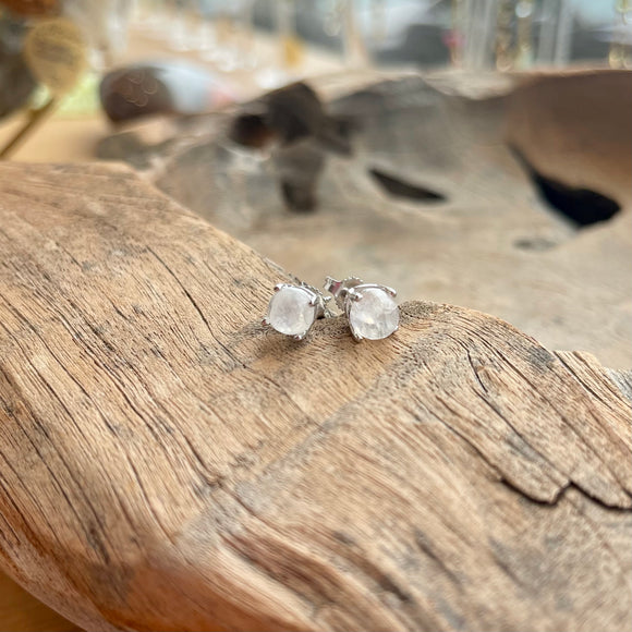 Silver - Moonstone Stud Earrings