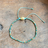 Silver - Turquoise Adjustable Beaded Bracelet