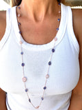 Silver- Tanzanite and Rose Quartz Sterling Silver Necklace