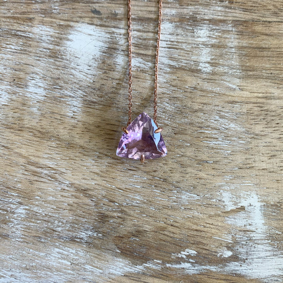 Silver- Amethyst Dainty Sterling Silver Necklace in Rose Gold