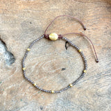 Silver - Smokey Quartz Adjustable Beaded Bracelet
