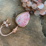 Rhodochrosite and Phantom Quartz Mala with Rhodochrosite Guru Bead