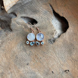 Silver - Moonstone And Aquamarine Earrings
