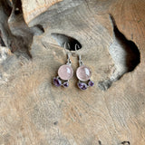 Silver -Amethyst and Rose Quartz Earrings
