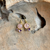 Silver -Amethyst and Rose Quartz Earrings