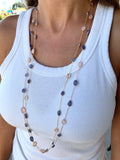 Silver- Tanzanite and Rose Quartz Sterling Silver Necklace