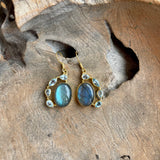 Silver - Labradorite and Aquamarine Earring