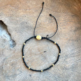 Silver - Black Onyx Adjustable Beaded Bracelet