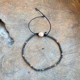 Silver - Hematite Adjustable Beaded Bracelet