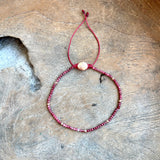 Silver - Pink tourmaline Adjustable Beaded Bracelet