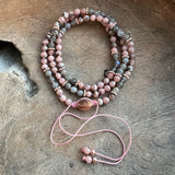 Rhodochrosite and Labradorite Adjustable Mala