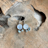 Silver - Moonstone And Aquamarine Earrings