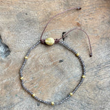 Silver - Smokey Quartz Adjustable Beaded Bracelet