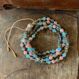 Amazonite, Labradorite & Sunstone Adjustable Mala 6mm
