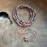 Rhodochrosite and Labradorite Adjustable Mala