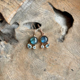 Silver - Labradorite and Aquamarine Earring