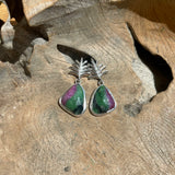 Silver- Ruby Zoisite Earrings