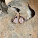 Silver -Amethyst and Rose Quartz Earrings