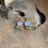 Silver - Moonstone And Aquamarine Earrings