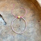 Silver - Rose Quartz Adjustable Beaded Bracelet