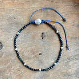 Silver - Hematite Adjustable Beaded Bracelet
