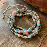 Amazonite, Labradorite & Sunstone Adjustable Mala 6mm