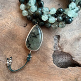 Prehnite & Kambaba Jasper Mala with Prehnite Guru Bead