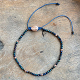 Silver - Hematite Adjustable Beaded Bracelet