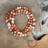 Carnelian and White Shells Adjustable Mala with Citrine Guru Bead