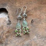 Silver - Green Amethyst, Peridot and Prehnite Earrings